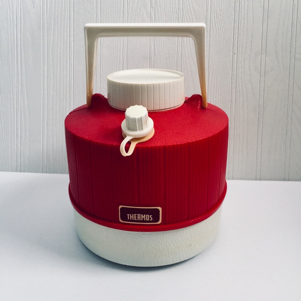 Red Thermos Water Cooler Jug Vtg 1 Gallon Plastic